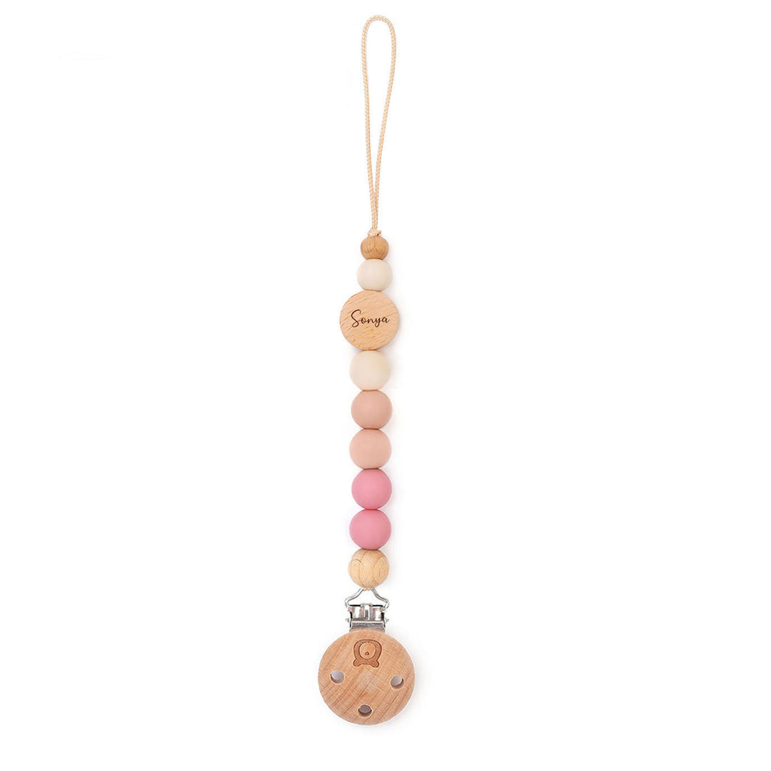 JBØRN Colour Block Pacifier Clip Peony Yes - Personalisable Baby Products Sold and Personalised by JustBørn
