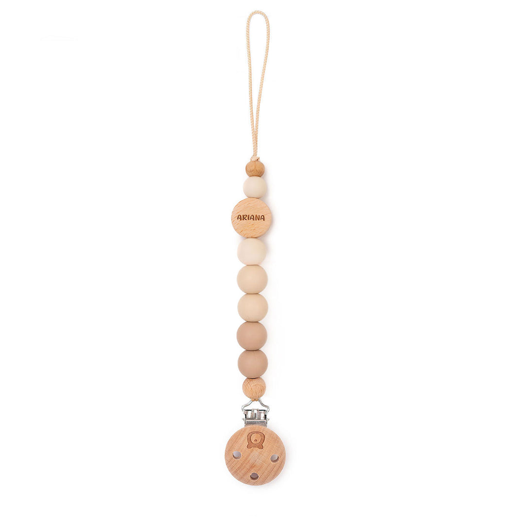 JBØRN Colour Block Pacifier Clip Ivory & Vanilla Yes - Personalisable Baby Products Sold and Personalised by JustBørn