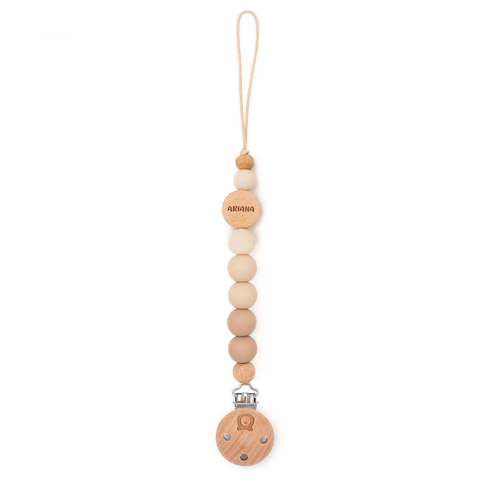 JBØRN Colour Block Pacifier Clip Ivory & Vanilla Yes - Personalisable Baby Products Sold and Personalised by JustBørn