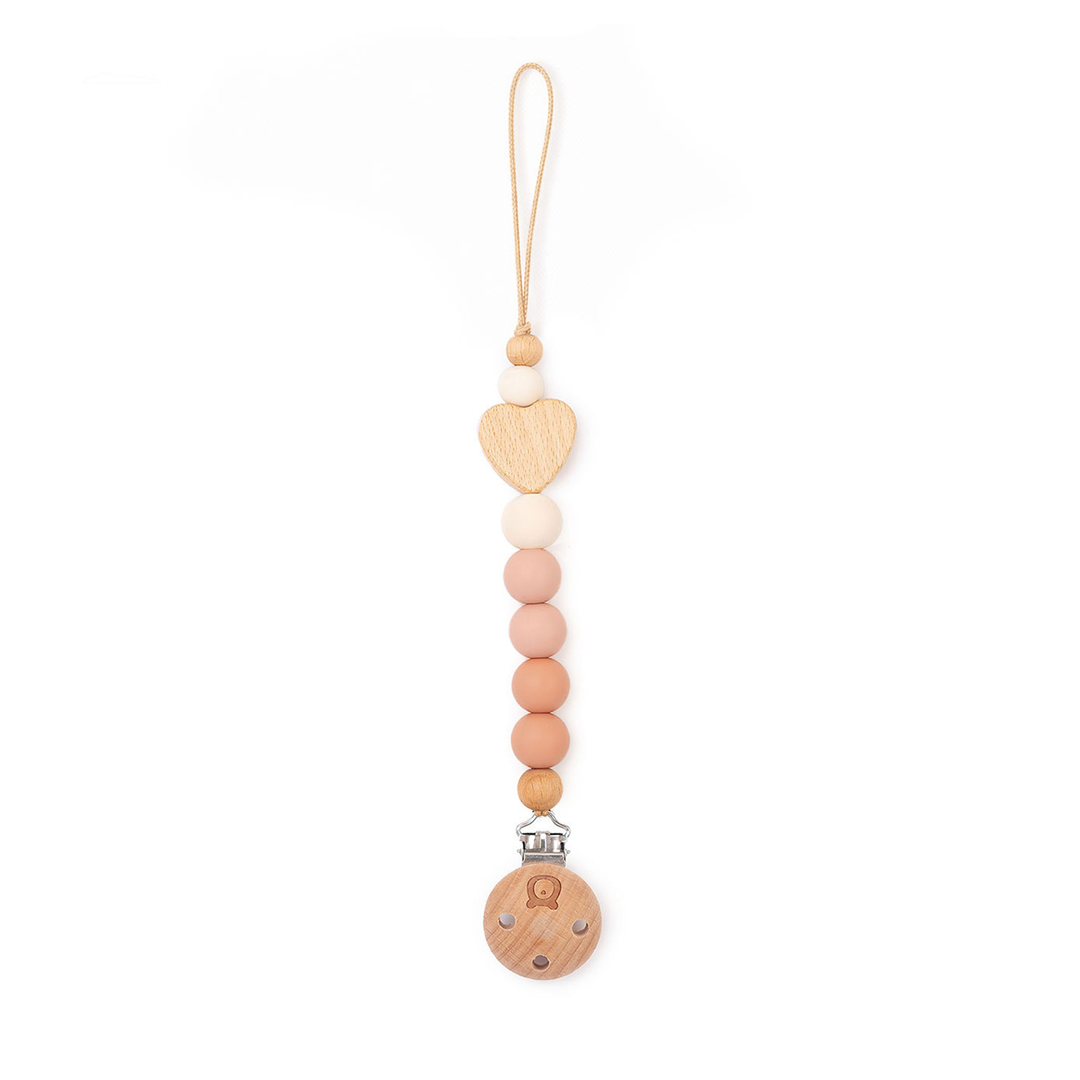 JBØRN Heart Colour Block Pacifier Clip Ivory & Vanilla - Personalisable Baby Products Sold and Personalised by JustBørn