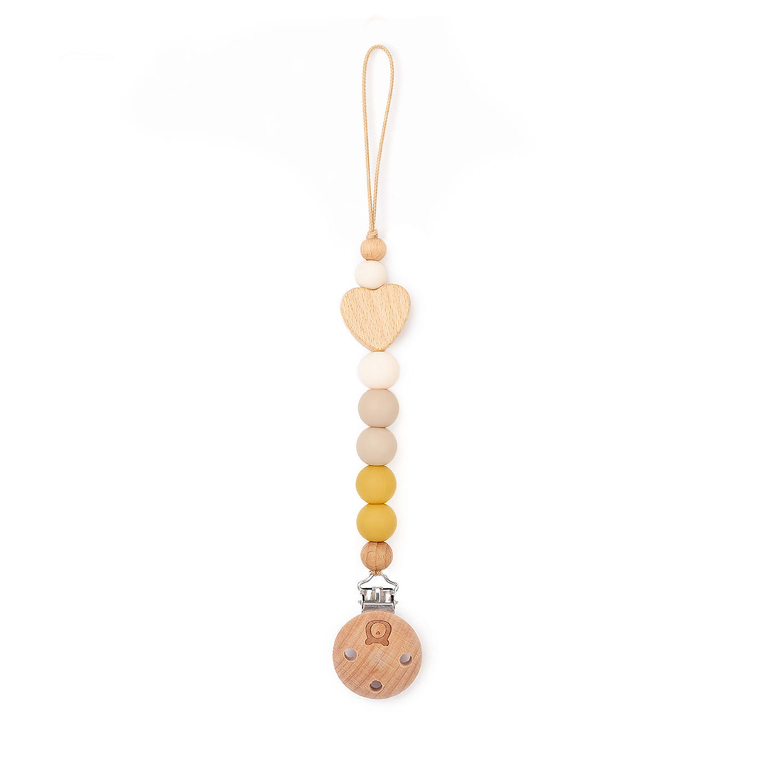 JBØRN Heart Colour Block Pacifier Clip Ivory & Vanilla - Personalisable Baby Products Sold and Personalised by JustBørn