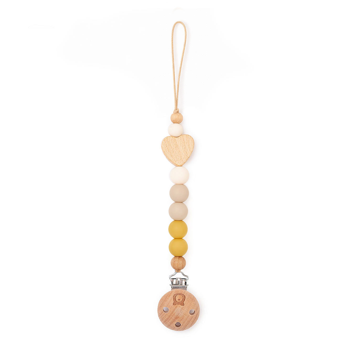 JBØRN Heart Colour Block Pacifier Clip Ivory & Vanilla - Personalisable Baby Products Sold and Personalised by JustBørn