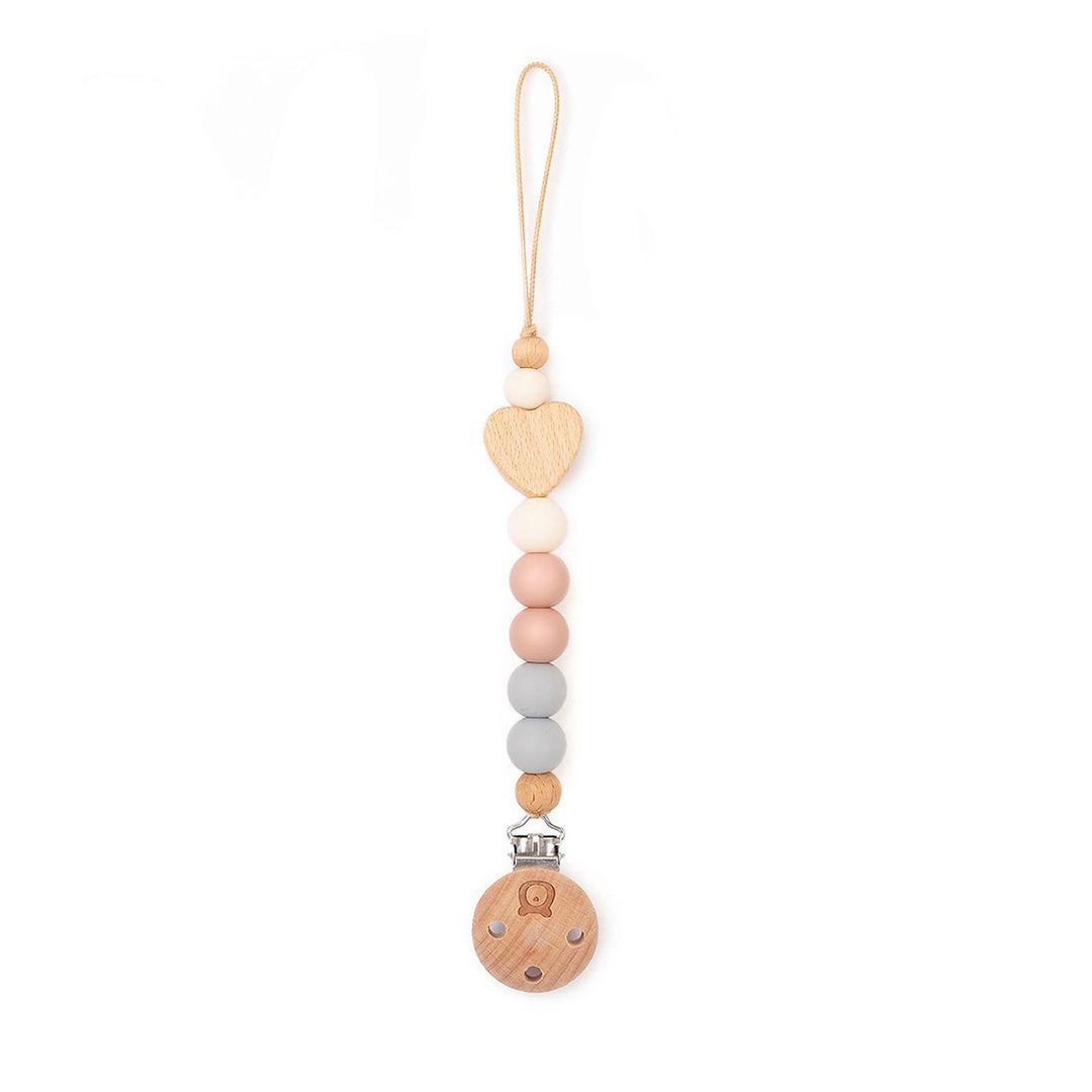 JBØRN Heart Colour Block Pacifier Clip Ivory & Vanilla - Personalisable Baby Products Sold and Personalised by JustBørn