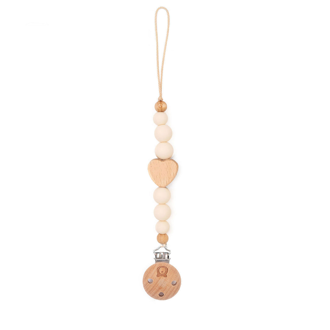 JBØRN Love Heart Pacifier Clip Vanilla - Personalisable Baby Products Sold and Personalised by JustBørn