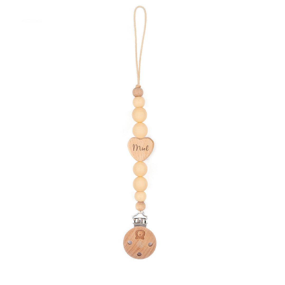 JBØRN Love Heart Pacifier Clip Vanilla - Personalisable Baby Products Sold and Personalised by JustBørn