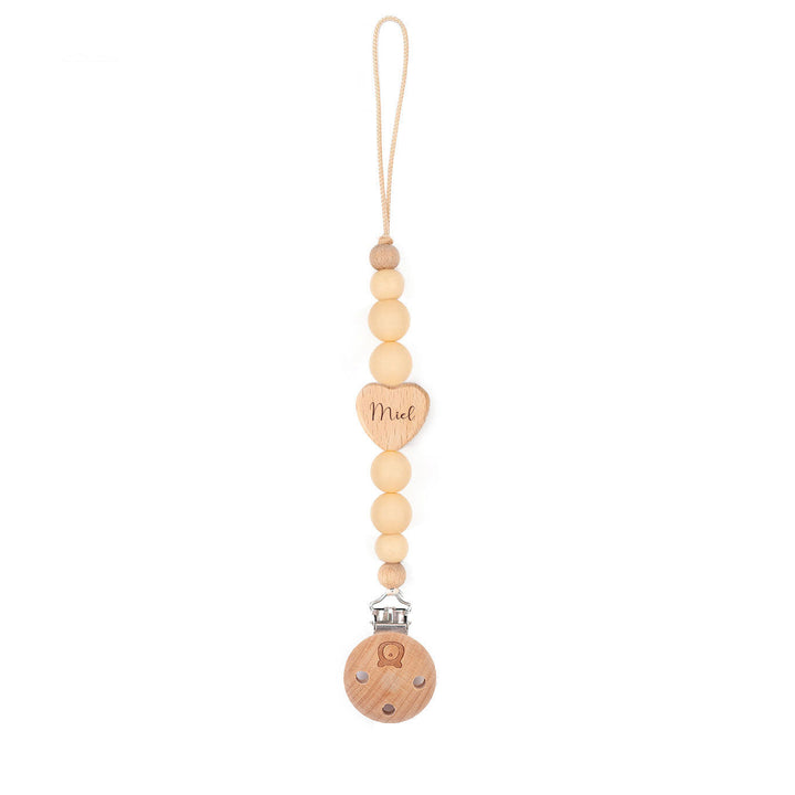 JBØRN Love Heart Pacifier Clip Vanilla - Personalisable Baby Products Sold and Personalised by JustBørn