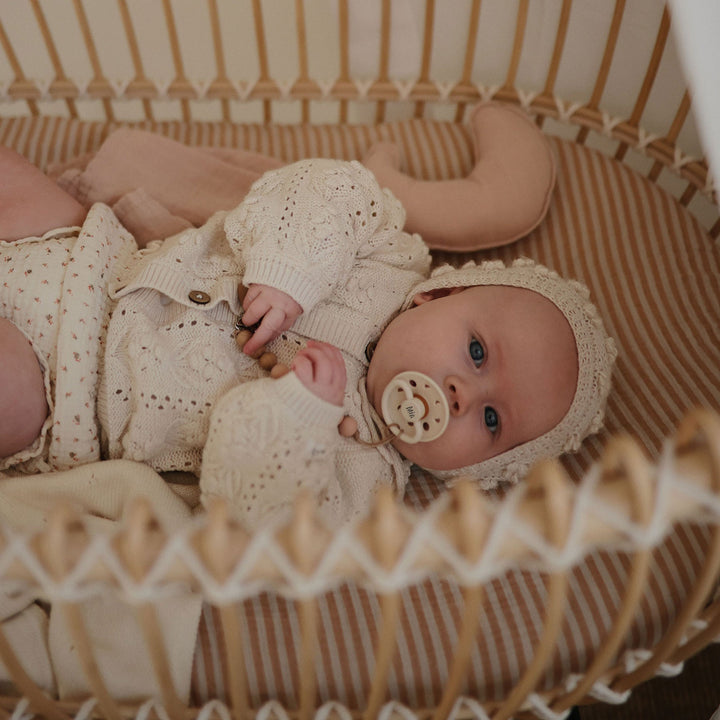 FRIGG Moon Pacifier & Matching JBØRN Clip & Holder Set - Personalisable Baby Products Sold and Personalised by JustBørn