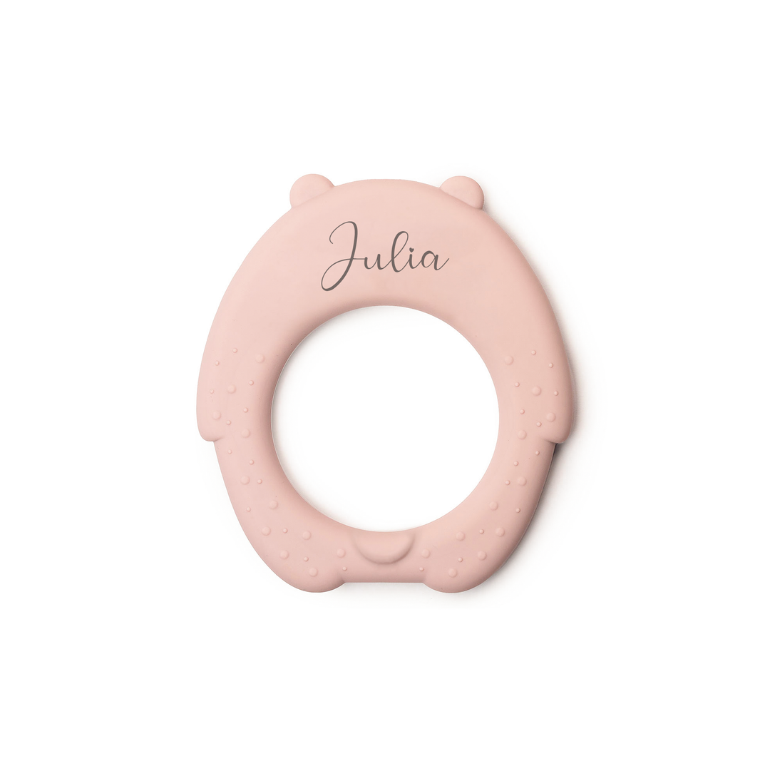 JBØRN Bear Silicone Baby Teether Bear Teether | Blush - Personalisable Baby Products Sold and Personalised by JustBørn