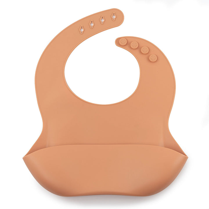 JBØRN Silicone Baby Feeding Bib in Gift Box Peach - Personalisable Baby Products Sold and Personalised by JustBørn