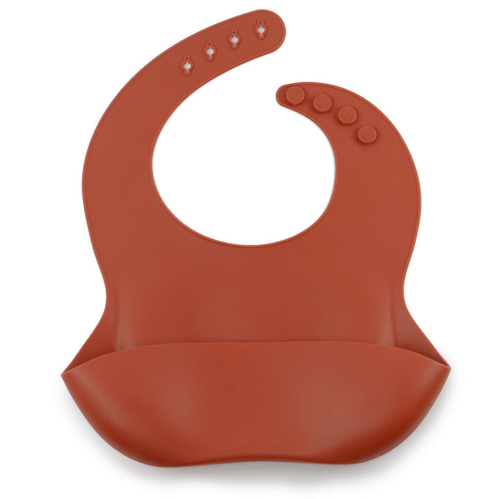 JBØRN Silicone Baby Feeding Bib in Gift Box Rust - Personalisable Baby Products Sold and Personalised by JustBørn