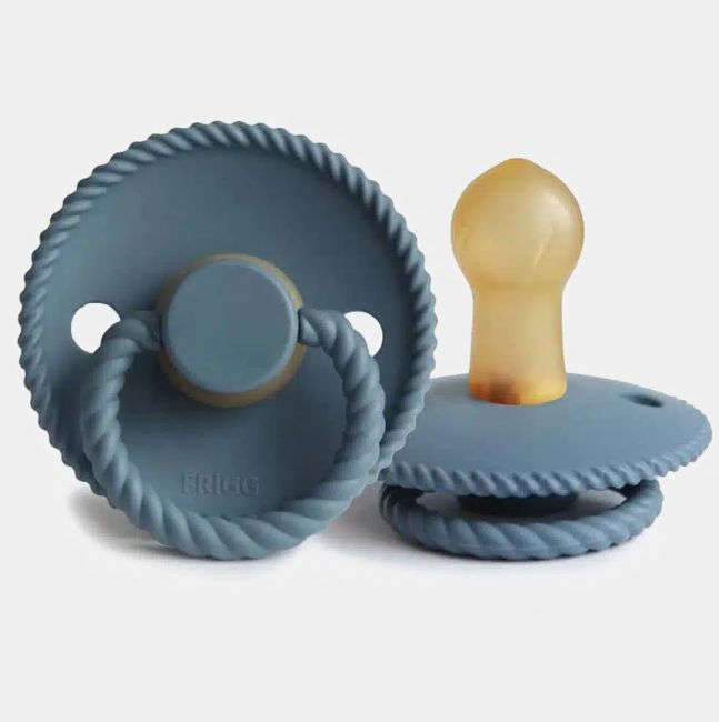 FRIGG Rope Natural Rubber Latex Pacifiers Stone Blue - Personalisable Baby Products Sold and Personalised by JustBørn