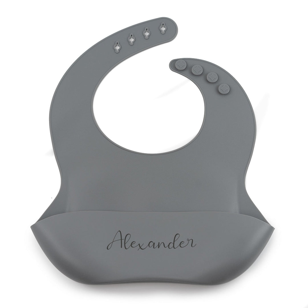 JBØRN Silicone Baby Feeding Bib in Gift Box Smoke Yes - Personalisable Baby Products Sold and Personalised by JustBørn