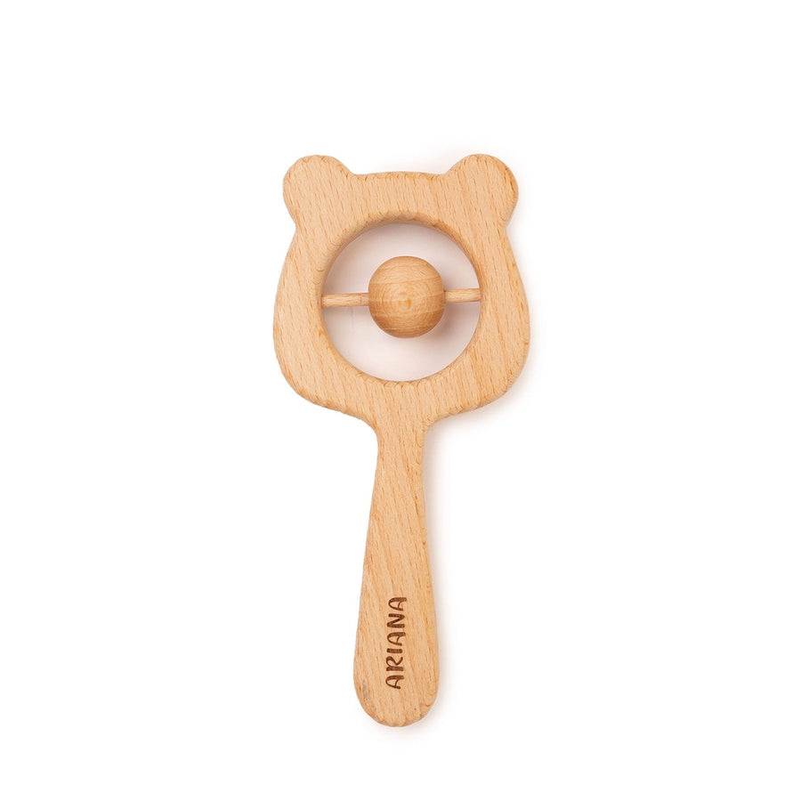 JBØRN Wooden Teddy Rattle - Personalisable Baby Products Sold and Personalised by JustBørn