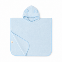 JBØRN Organic Cotton Towelling Hooded Poncho Baby Blue Poncho - Personalisable Baby Products Sold and Personalised by JustBørn