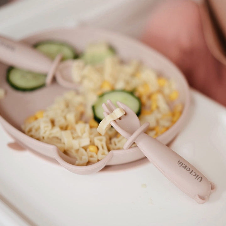 JBØRN 4-Piece Silicone Weaning Set | Suction Bowl with Lid, Plate & Cutlery - Personalisable Baby Products Sold and Personalised by JustBørn
