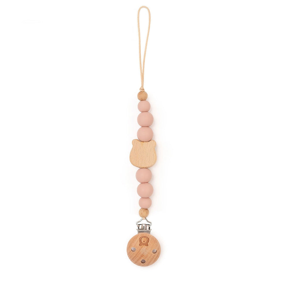 JBØRN Bear Pacifier Clip Blush - Personalisable Baby Products Sold and Personalised by JustBørn