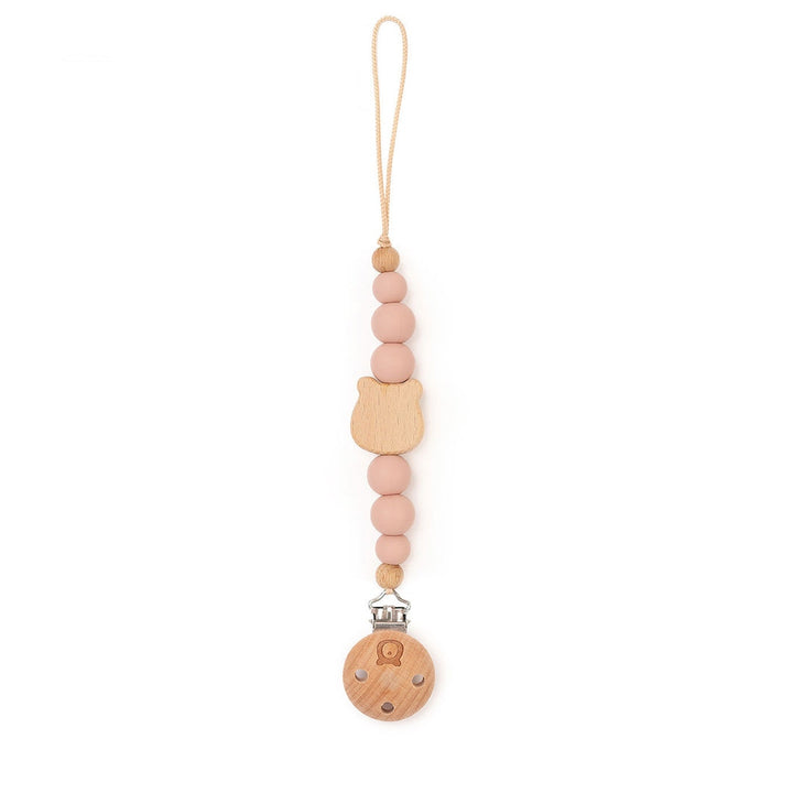 JBØRN Bear Pacifier Clip Blush - Personalisable Baby Products Sold and Personalised by JustBørn