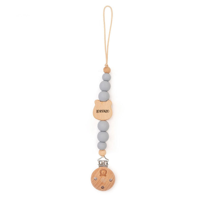 JBØRN Bear Pacifier Clip Blush - Personalisable Baby Products Sold and Personalised by JustBørn