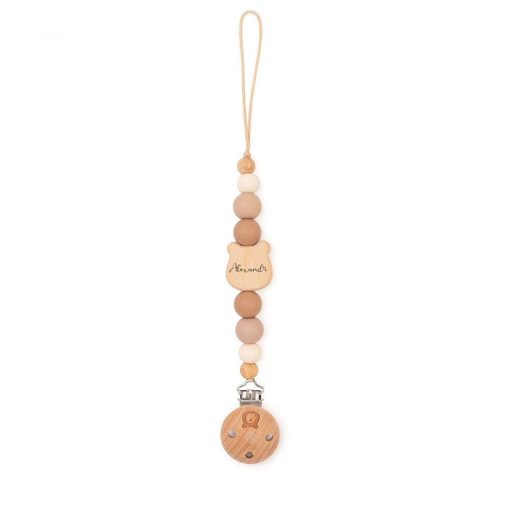 JBØRN Bear Pacifier Clip Chamomile - Personalisable Baby Products Sold and Personalised by JustBørn