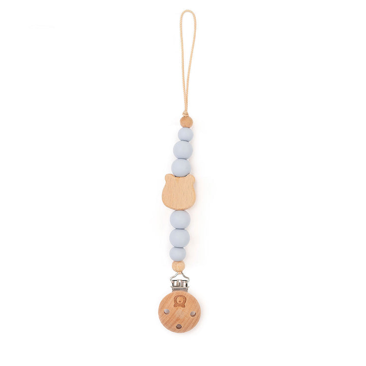 JBØRN Bear Pacifier Clip Powder Blue - Personalisable Baby Products Sold and Personalised by JustBørn
