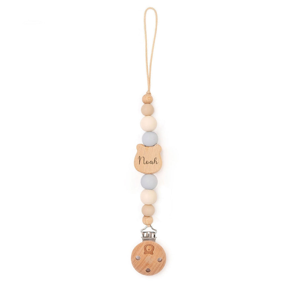 JBØRN Bear Pacifier Clip Ivory - Personalisable Baby Products Sold and Personalised by JustBørn
