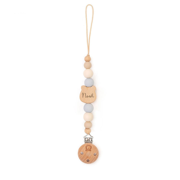JBØRN Bear Pacifier Clip Ivory - Personalisable Baby Products Sold and Personalised by JustBørn