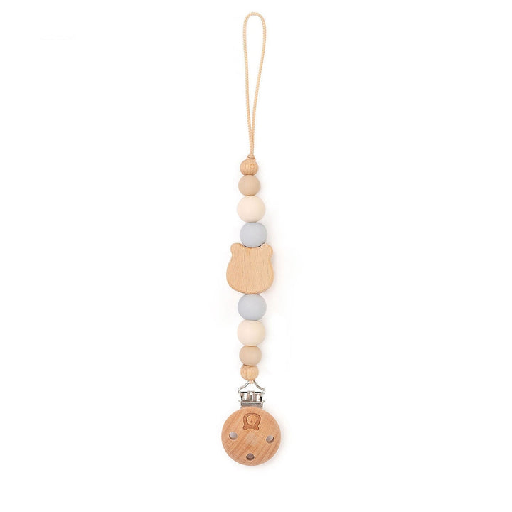 JBØRN Bear Pacifier Clip Powder Blue & Ivory - Personalisable Baby Products Sold and Personalised by JustBørn