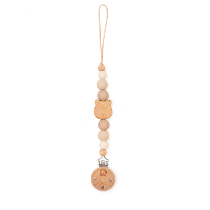 JBØRN Bear Pacifier Clip Ivory & Vanilla - Personalisable Baby Products Sold and Personalised by JustBørn