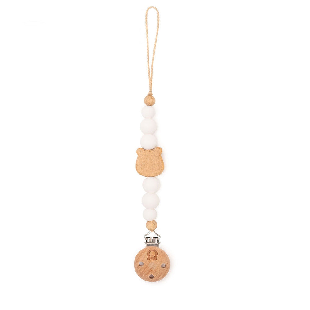 JBØRN Bear Pacifier Clip White - Personalisable Baby Products Sold and Personalised by JustBørn