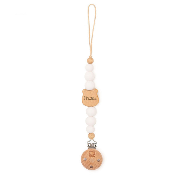 JBØRN Bear Pacifier Clip Powder Blue & Ivory - Personalisable Baby Products Sold and Personalised by JustBørn