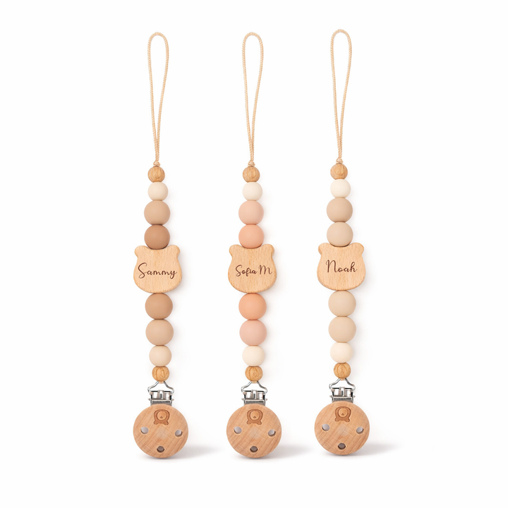 JBØRN Bear Pacifier Clip - Personalisable Baby Products Sold and Personalised by JustBørn