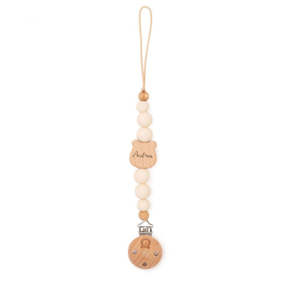 JBØRN Bear Pacifier Clip Powder Blue & Ivory - Personalisable Baby Products Sold and Personalised by JustBørn
