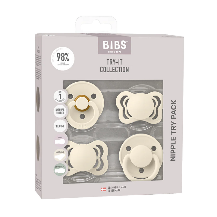 BIBS Pacifiers - Try-It Collection Ivory - Personalisable Baby Products Sold and Personalised by JustBørn