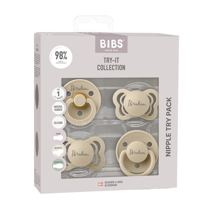 BIBS Pacifiers - Try-It Collection Vanilla - Personalisable Baby Products Sold and Personalised by JustBørn