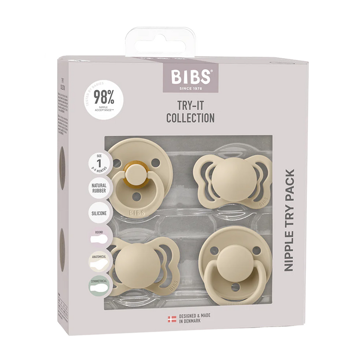 BIBS Pacifiers - Try-It Collection Vanilla - Personalisable Baby Products Sold and Personalised by JustBørn