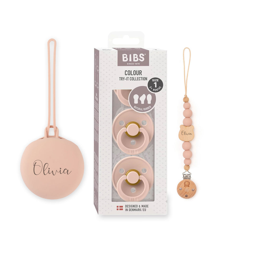 JBØRN x BIBS Baby Gift Set | Baby's First Pacifier Pack & Holders Set Sage - Personalisable Baby Products Sold and Personalised by JustBørn