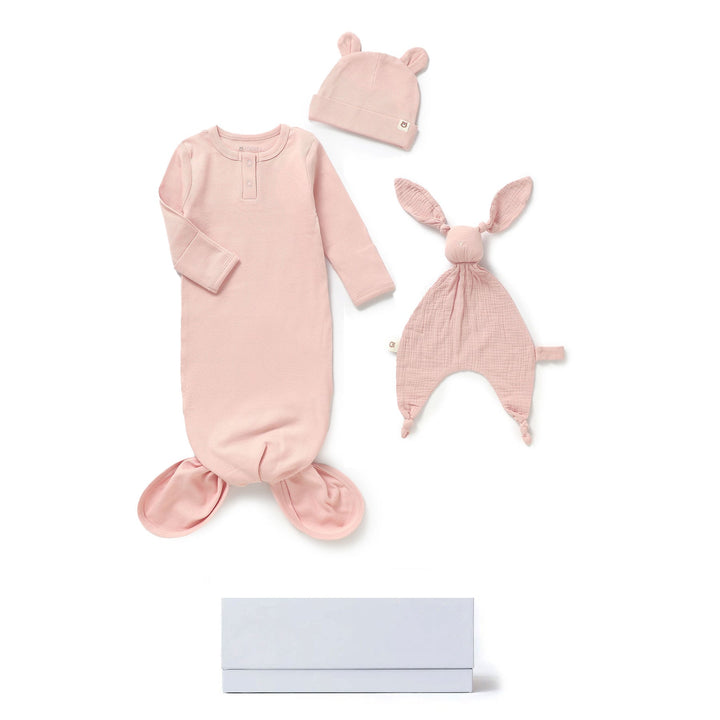 JBØRN Baby Gift Set | Organic Cotton Sleeping Gown & Comforter Gift Set Blush - Personalisable Baby Products Sold and Personalised by JustBørn