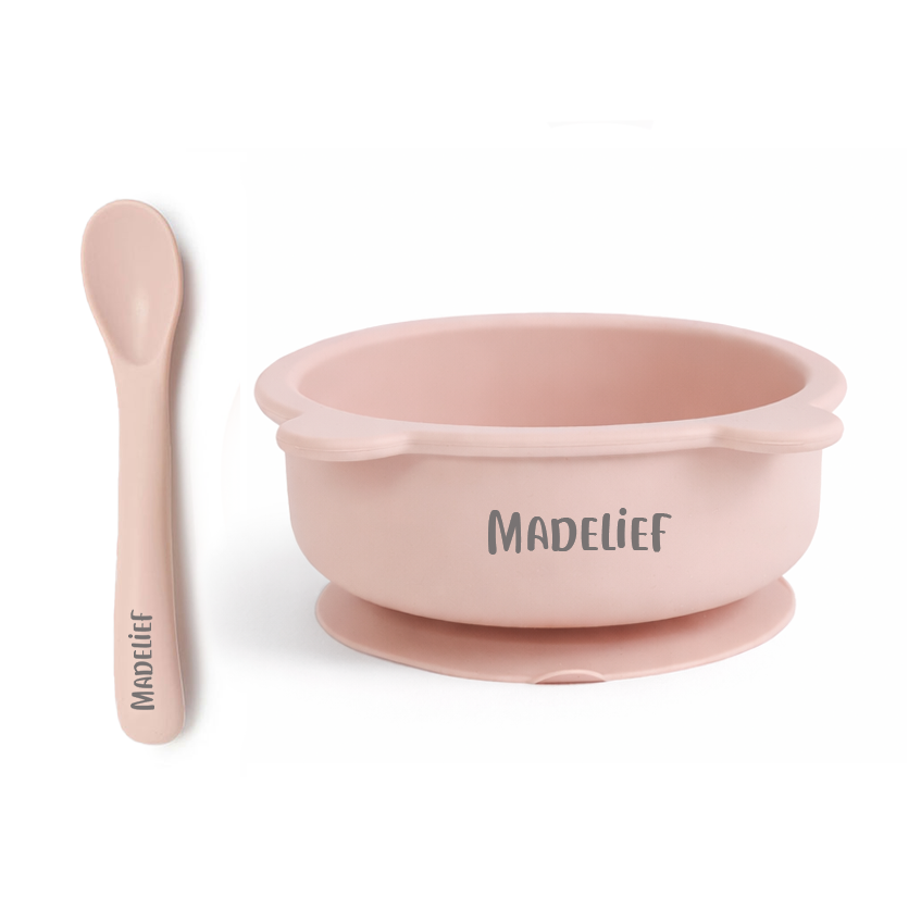 JBØRN Baby Weaning Silicone Bowl and Spoon Set - Personalisable Baby Products Sold and Personalised by JustBørn