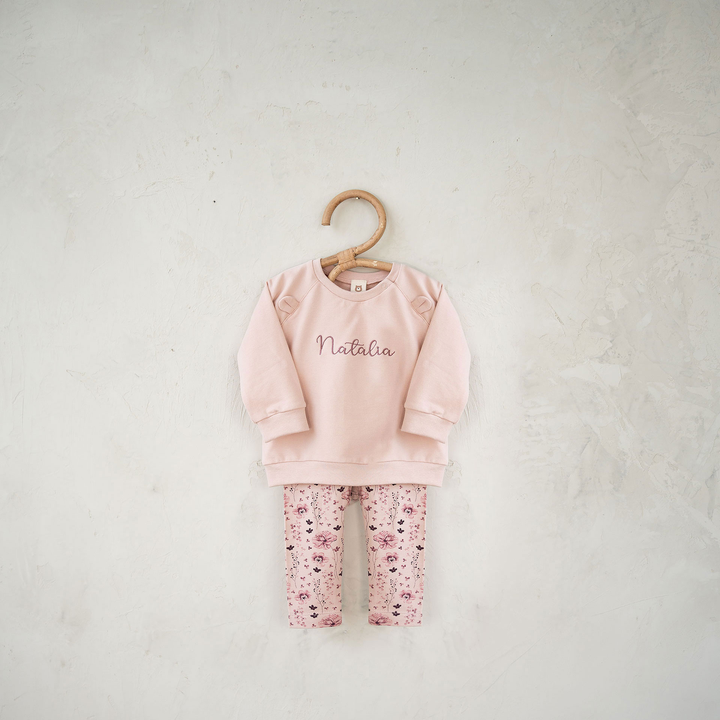 JBØRN Organic Cotton Baby Sweatshirt & Legging Set Blush Set - Personalisable Baby Products Sold and Personalised by JustBørn