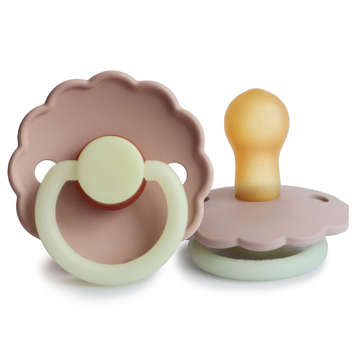 FRIGG Daisy Natural Rubber Latex Pacifier Blush Night Glow - Personalisable Baby Products Sold and Personalised by JustBørn