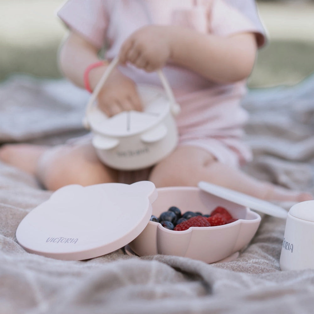 JBØRN 4-Piece Silicone Weaning Set | Suction Bowl with Lid, Plate & Cutlery - Personalisable Baby Products Sold and Personalised by JustBørn