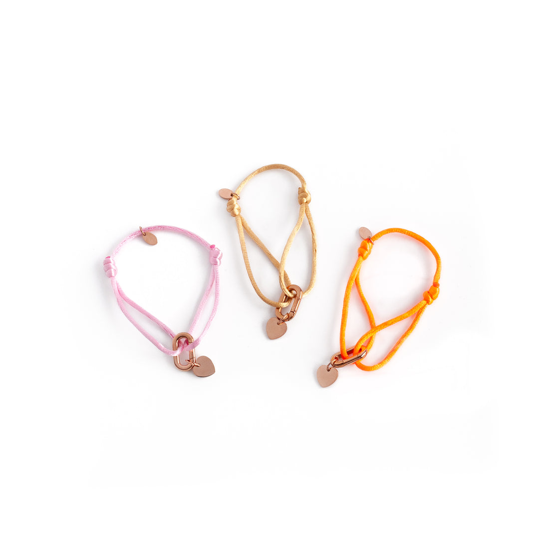JBØRN Satin Cord Bracelet with Heart in Lock Pendant | Personalisable Rose Gold Charm - Personalisable Baby Products Sold and Personalised by JustBørn