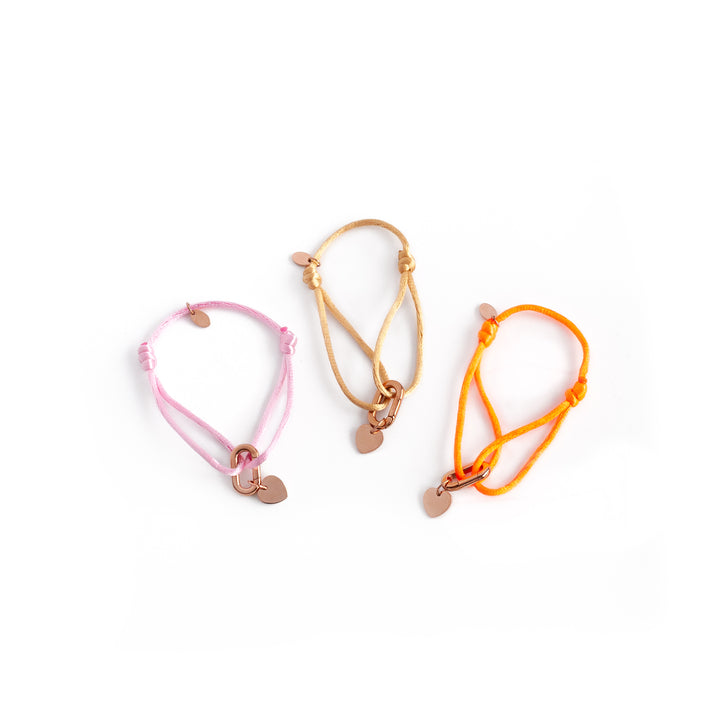 JBØRN Satin Cord Bracelet with Heart in Lock Pendant | Personalisable Rose Gold Charm - Personalisable Baby Products Sold and Personalised by JustBørn