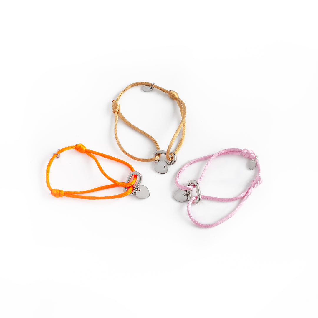 JBØRN Satin Cord Bracelet with Heart in Lock Pendant | Personalisable Silver Charm - Personalisable Baby Products Sold and Personalised by JustBørn