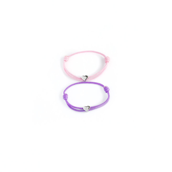 JBØRN Nylon Cord Bracelet with Heart Pendant | Personalisable Lavender Silver Charm - Personalisable Baby Products Sold and Personalised by JustBørn