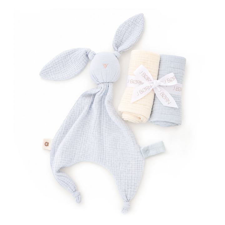 JBØRN Organic Cotton Bunny Comforter & Muslin Cloths Set