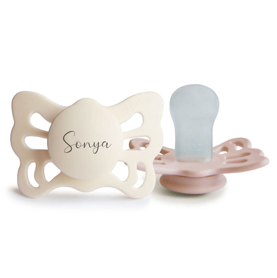 FRIGG Butterfly Anatomical Silicone Pacifiers - Personalisable Baby Products Sold and Personalised by JustBørn