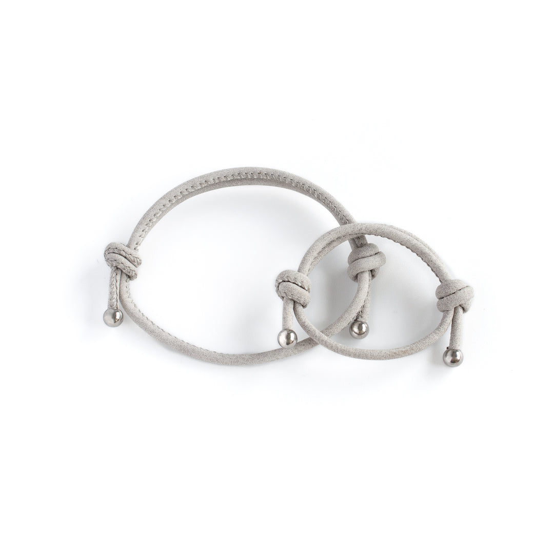 JBØRN Parent & Child Leather Bracelets Silver Gray - Personalisable Baby Products Sold and Personalised by JustBørn
