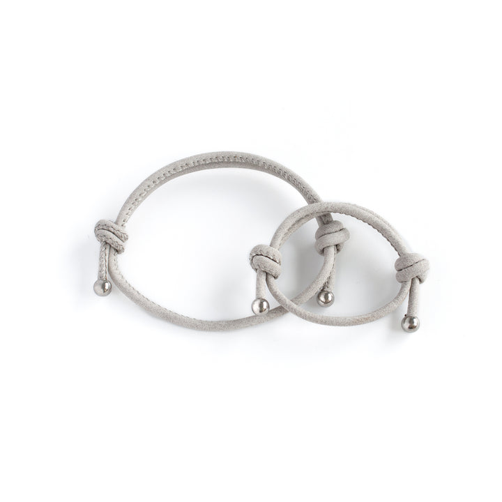 JBØRN Parent & Child Leather Bracelets Silver Gray - Personalisable Baby Products Sold and Personalised by JustBørn