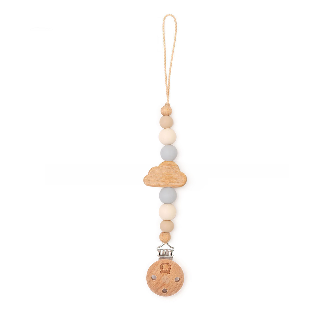 JBØRN Cloud Pacifier Clip Powder Blue & Ivory - Personalisable Baby Products Sold and Personalised by JustBørn
